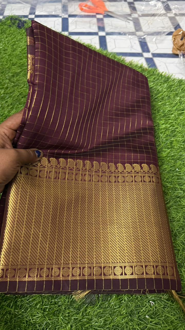 Checked Silk Cotton Saree