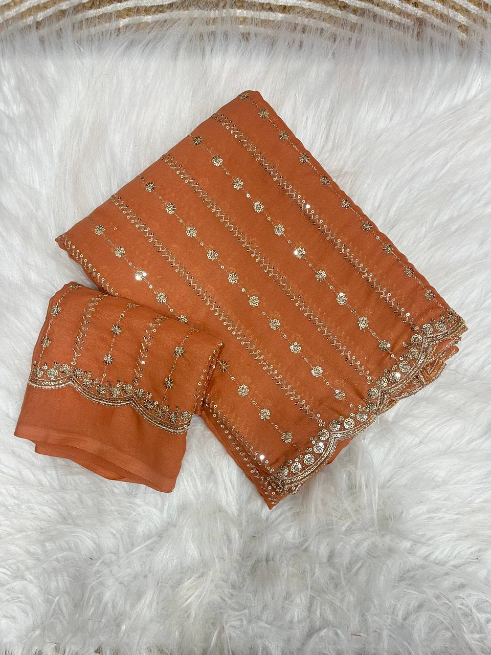 Gorgete material designer saree