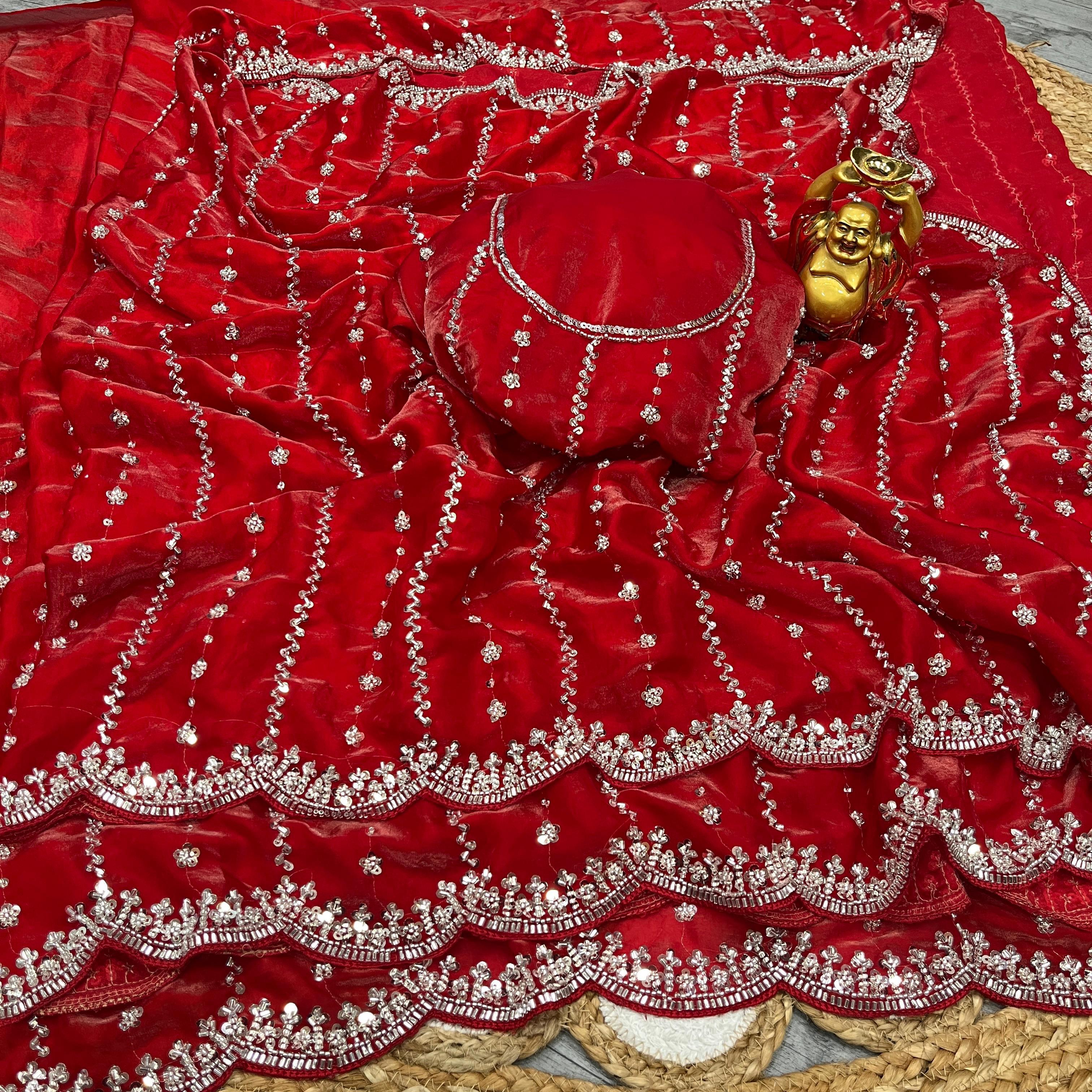 Fab Premium Space Silk Saree with Original Silver Beeds Work Saree