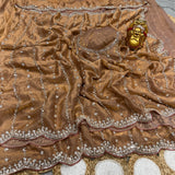 Fab Premium Space Silk Saree with Original Silver Beeds Work Saree