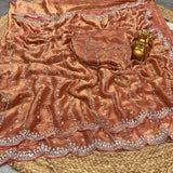 Fab Premium Space Silk Saree with Original Silver Beeds Work Saree