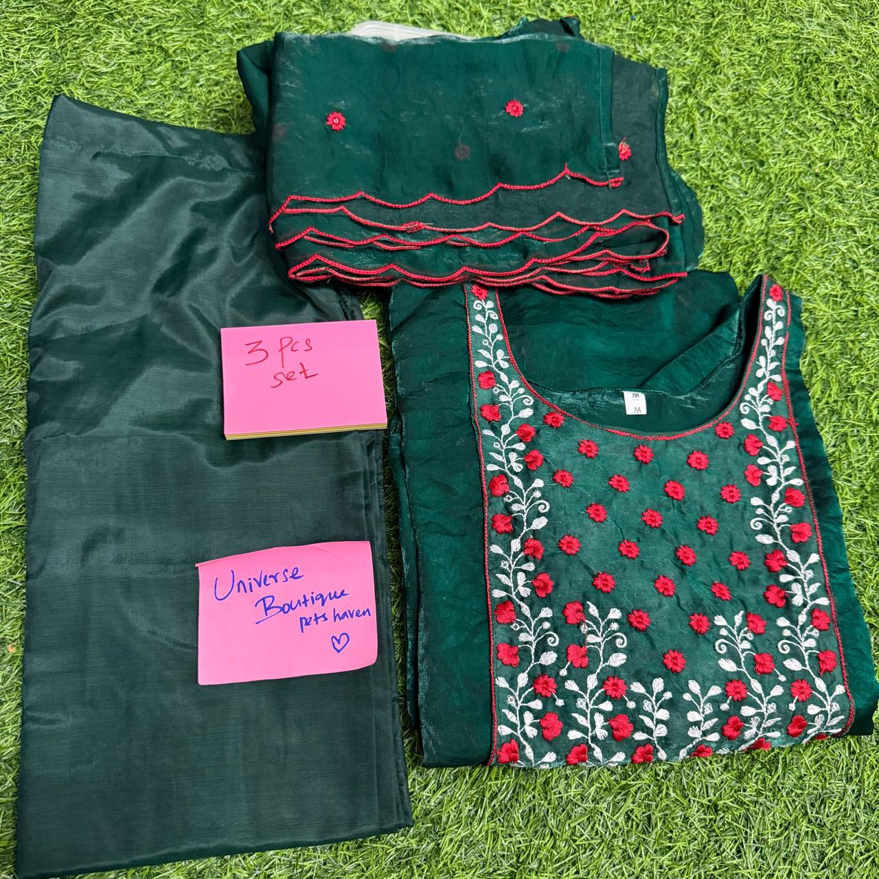 Fabric Space Silk With Embroidery Work 3 Piece Kurti