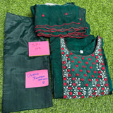 Fabric Space Silk With Embroidery Work 3 Piece Kurti