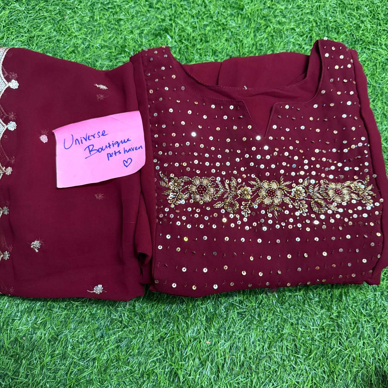 Fabric - Georgette Material With Handwork Embroidery Design Kurti