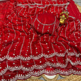 Fab Premium Space Silk Saree with Original Silver Beeds Work Saree