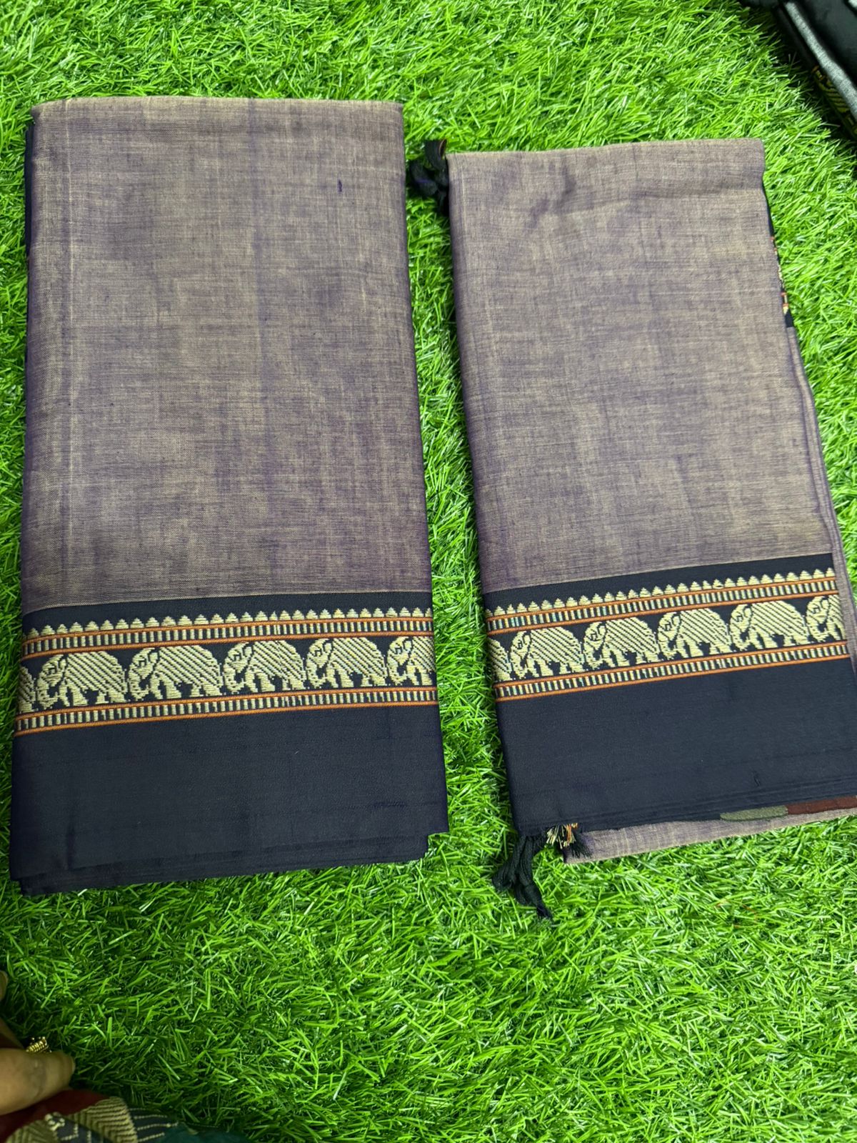 Narayanpet Cotton Chudithar Material with Elephant Border