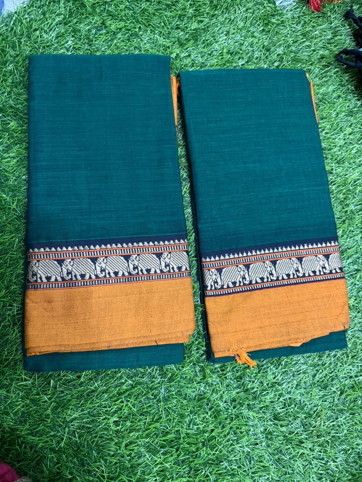 Narayanpet Cotton Chudithar Material with Elephant Border